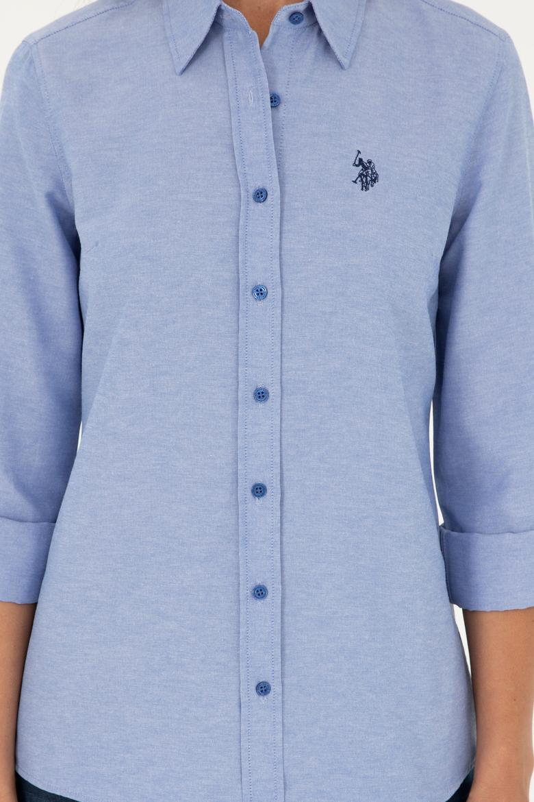 Kadın Saks Uzun Kollu Basic Gömlek - 50288851027