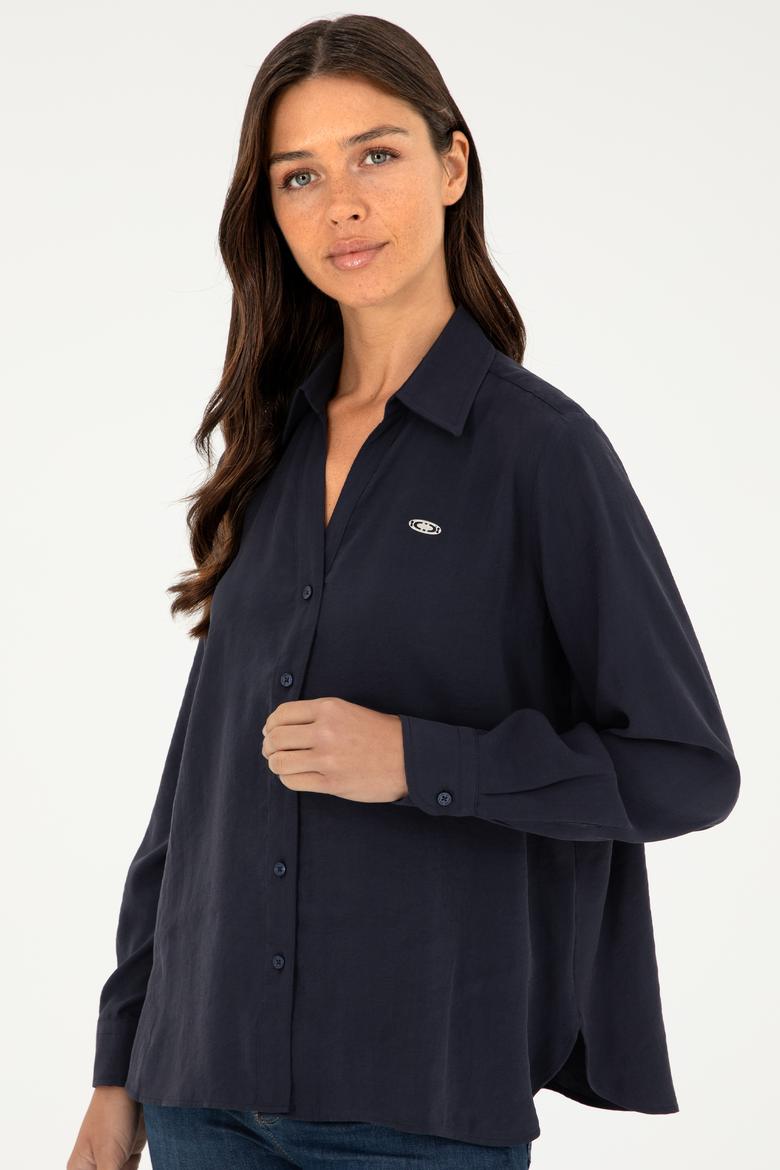 Kadın Lacivert Uzun Kollu Gömlek - 50271829006