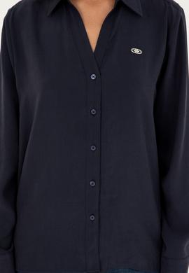 Kadın Lacivert Uzun Kollu Gömlek - 50271829006