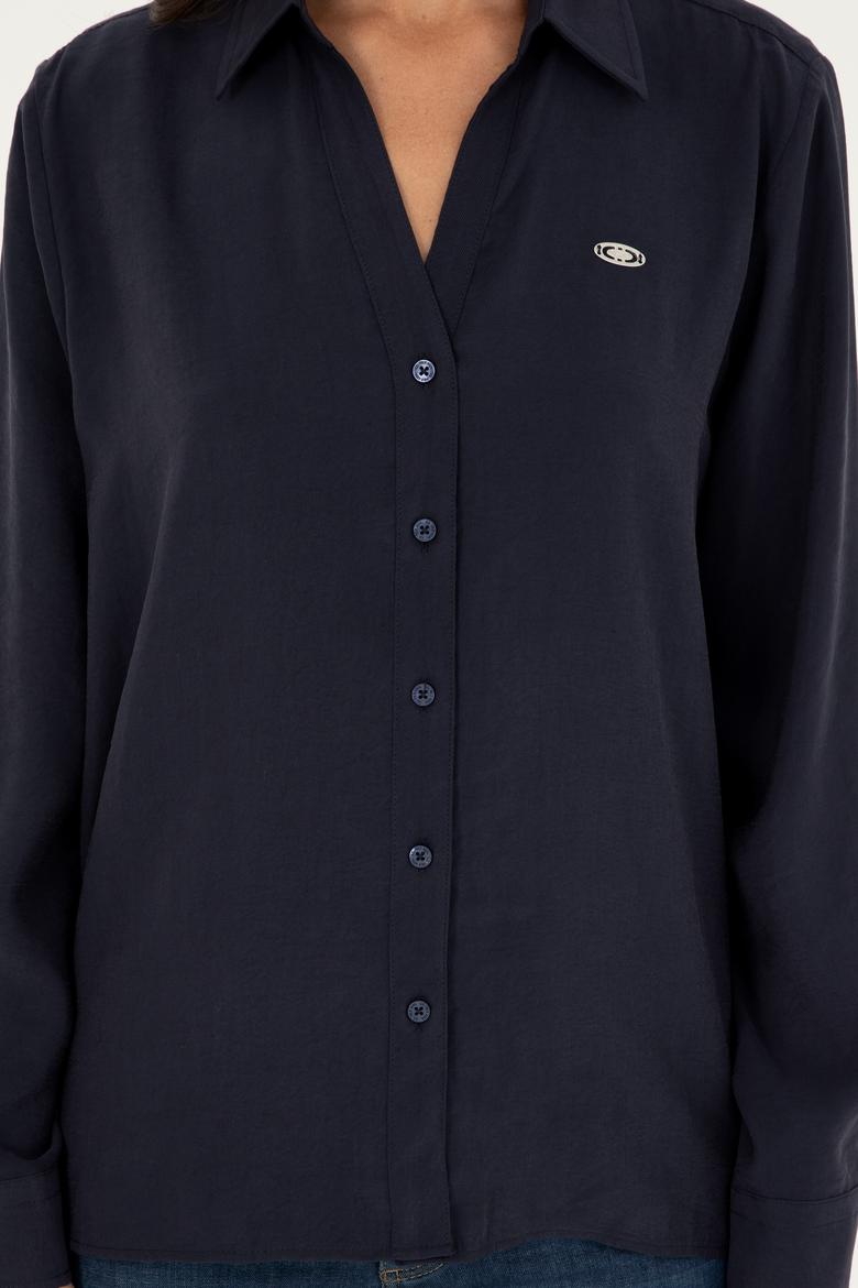 Kadın Lacivert Uzun Kollu Gömlek - 50271829006