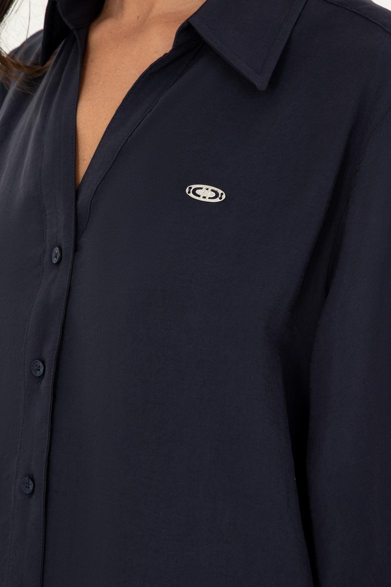 Kadın Lacivert Uzun Kollu Gömlek - 50271829006