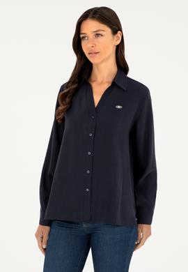 Kadın Lacivert Uzun Kollu Gömlek - 50271829006