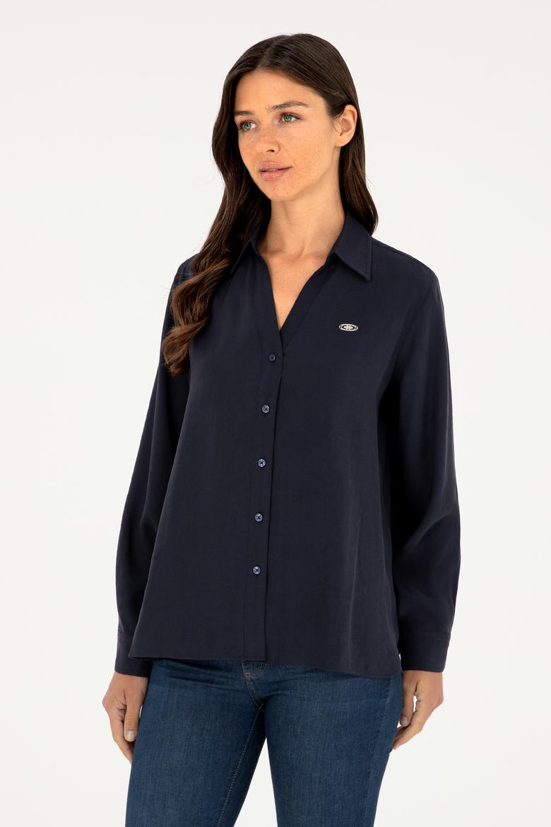 Kadın Lacivert Uzun Kollu Gömlek