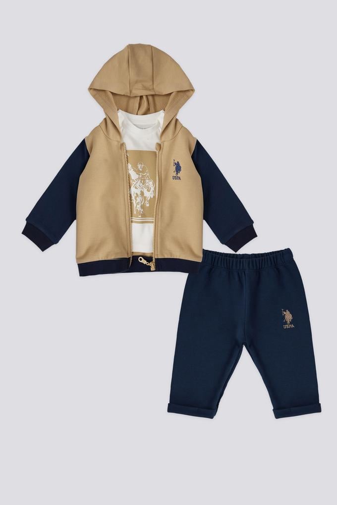 Erkek Bebek 3'lü Bej Takım