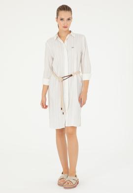 Kadın Ekru Mini Boy Dokuma Elbise - 50288559002