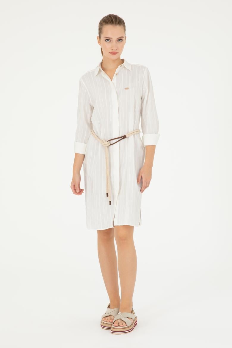 Kadın Ekru Mini Boy Dokuma Elbise - 50288559002