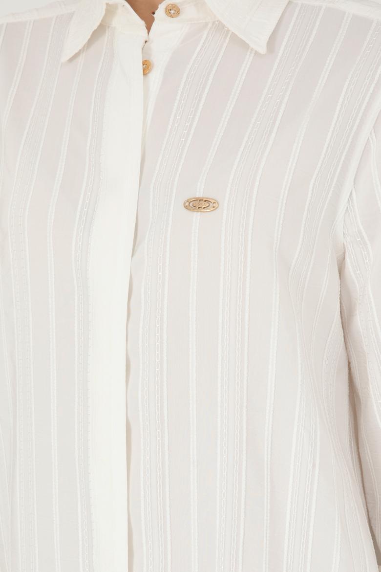 Kadın Ekru Mini Boy Dokuma Elbise - 50288559002