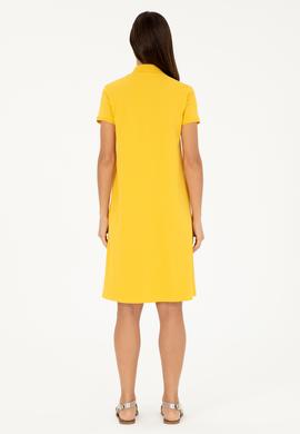 Kadın Safran Polo Yaka Mini Boy Örme Elbise - 50280038078