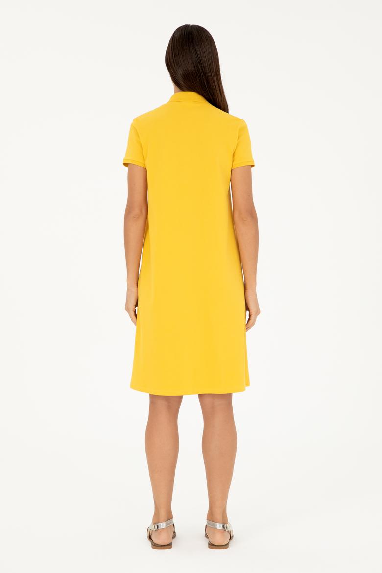 Kadın Safran Polo Yaka Mini Boy Örme Elbise - 50280038078