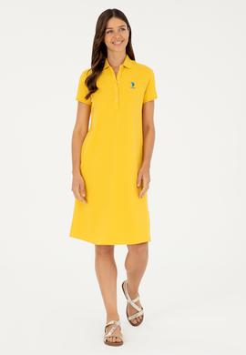 Kadın Safran Polo Yaka Mini Boy Örme Elbise - 50280038078