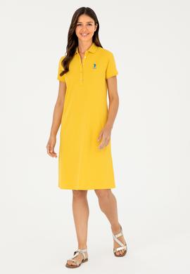 Kadın Safran Polo Yaka Mini Boy Örme Elbise - 50280038078