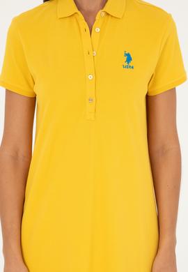 Kadın Safran Polo Yaka Mini Boy Örme Elbise - 50280038078