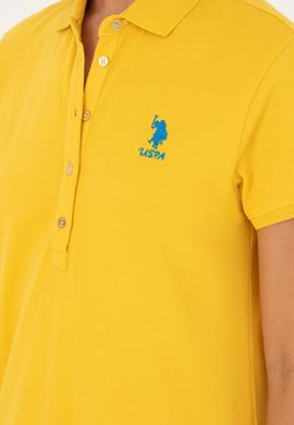 Kadın Safran Polo Yaka Mini Boy Örme Elbise - 50280038078