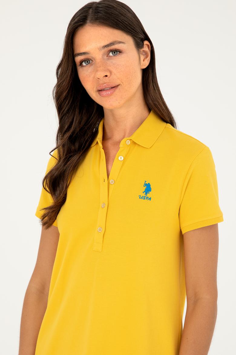 Kadın Safran Polo Yaka Mini Boy Örme Elbise - 50280038078