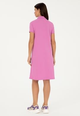 Kadın Pembe Polo Yaka Mini Boy Örme Elbise - 50280038068