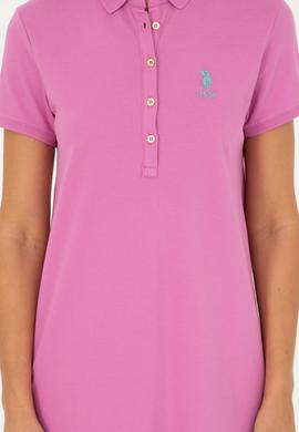 Kadın Pembe Polo Yaka Mini Boy Örme Elbise - 50280038068