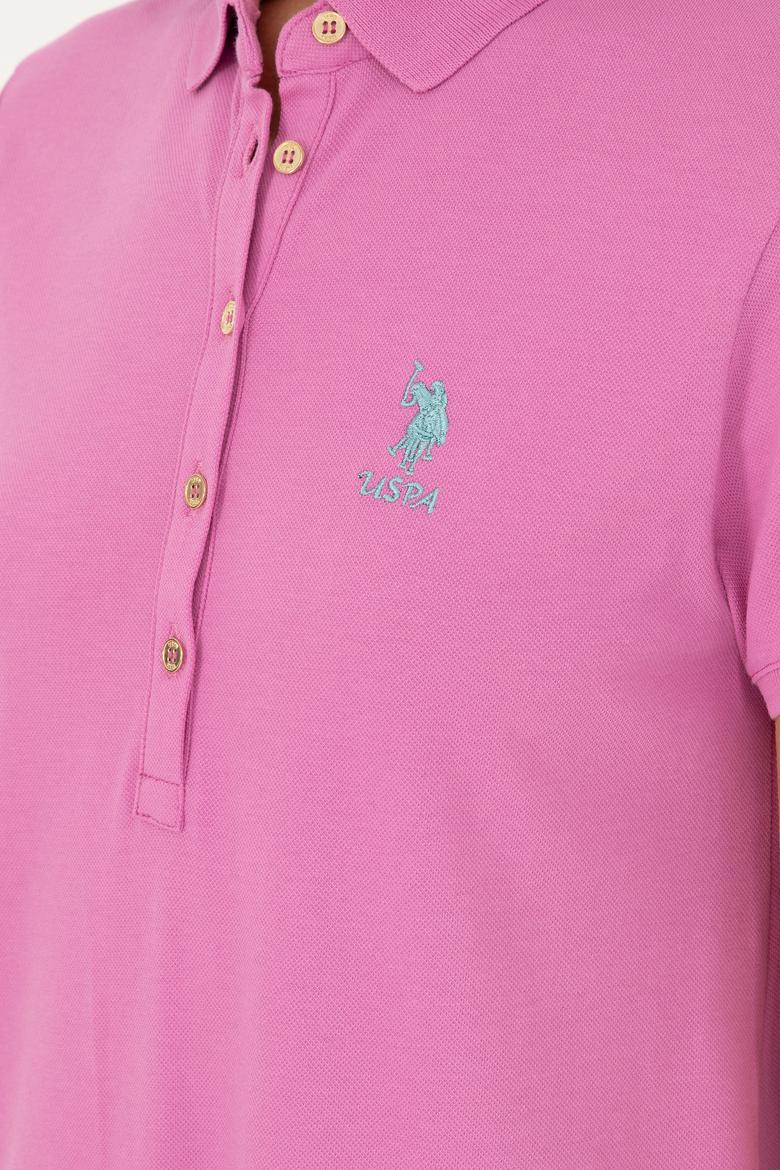 Kadın Pembe Polo Yaka Mini Boy Örme Elbise - 50280038068