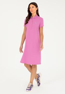 Kadın Pembe Polo Yaka Mini Boy Örme Elbise - 50280038068