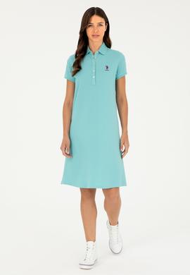 Kadın Mint Polo Yaka Mini Boy Örme Elbise - 50280038039