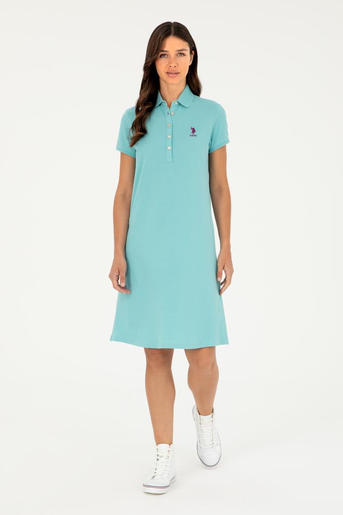 Kadın Mint Polo Yaka Mini Boy Örme Elbise