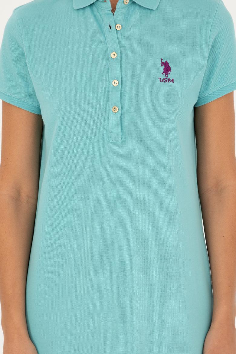 Kadın Mint Polo Yaka Mini Boy Örme Elbise - 50280038039
