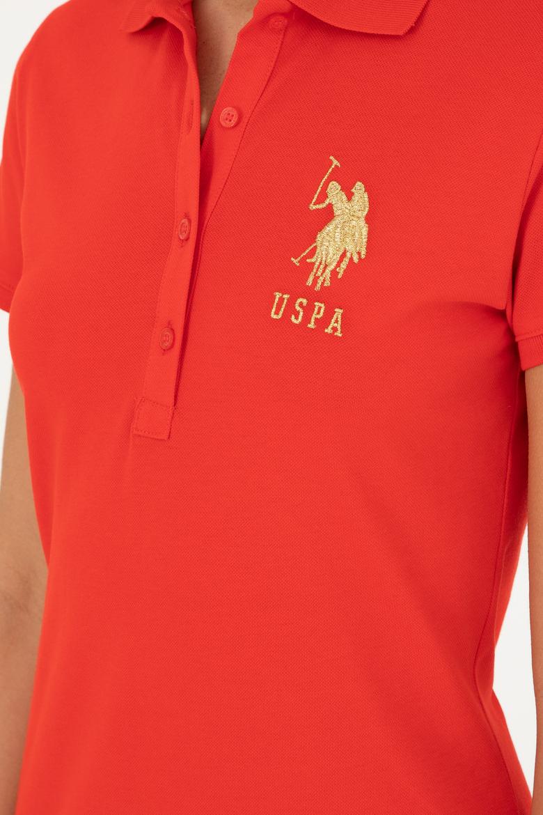 Kadın Kırmızı Polo Yaka Mini Boy Örme Elbise - 50280069044