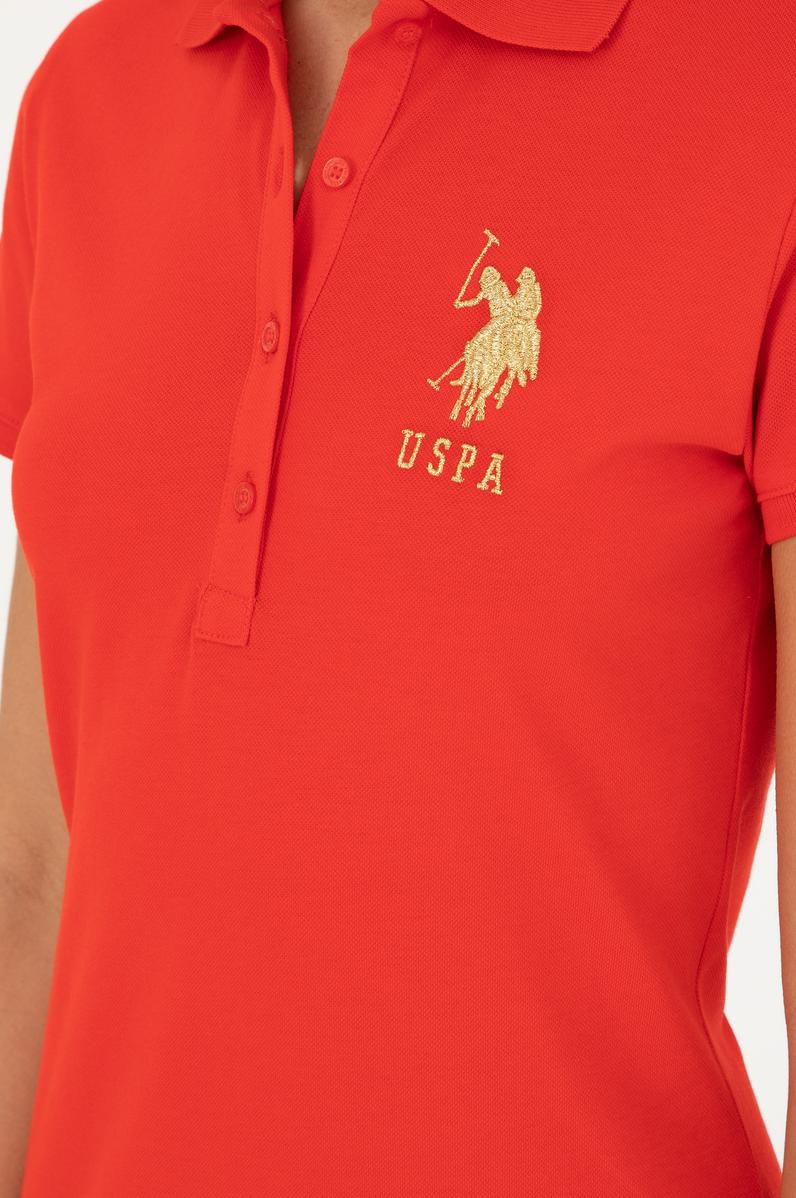 Kadın Kırmızı Polo Yaka Mini Boy Örme Elbise