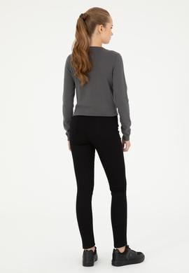 Kadın Siyah Kanvas Pantolon - 50290854009