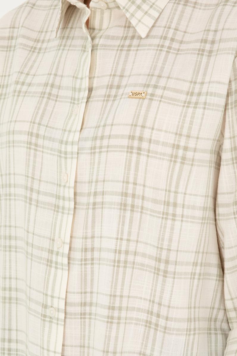 Kadın Açık Haki Uzun Kollu Gömlek