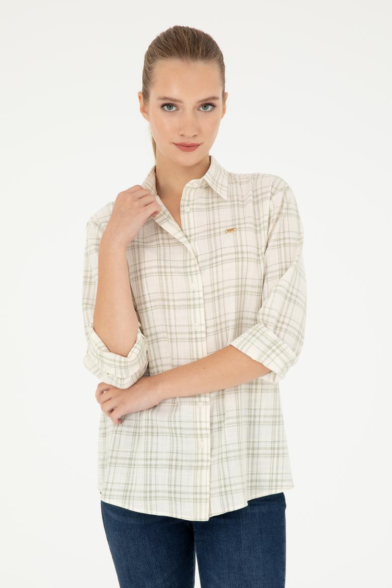 Kadın Açık Haki Uzun Kollu Gömlek
