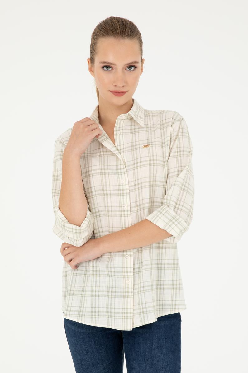 Kadın Açık Haki Uzun Kollu Gömlek
