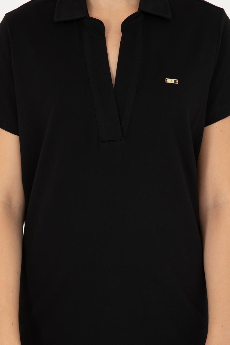 Kadın Siyah Basic Tişört - 50285853017