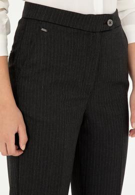 Kadın Antrasit Çizgili Slim Flare Fit Kanvas Pantolon - 50298552010