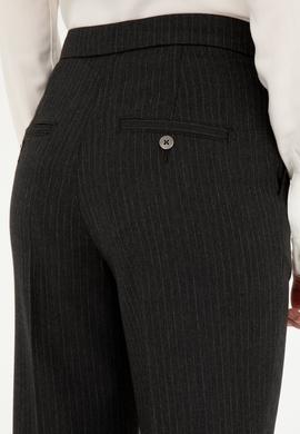 Kadın Antrasit Çizgili Slim Flare Fit Kanvas Pantolon - 50298552010