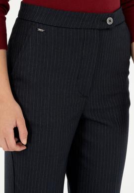 Kadın Lacivert Çizgili Slim Flare Fit Kanvas Pantolon - 50298552020