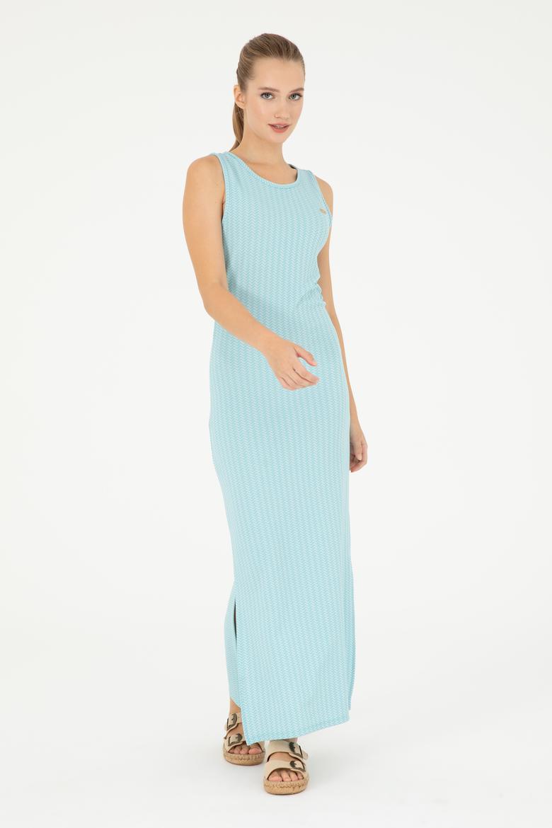 Kadın Mint Bisiklet Yaka Örme Elbise