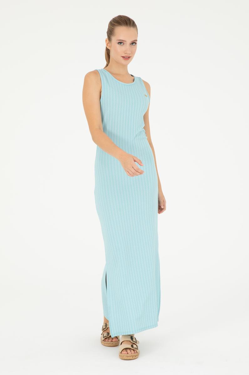 Kadın Mint Bisiklet Yaka Örme Elbise