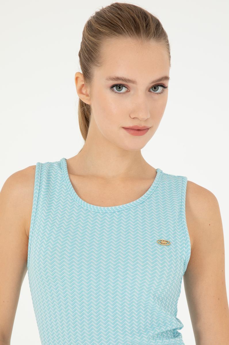 Kadın Mint Bisiklet Yaka Örme Elbise