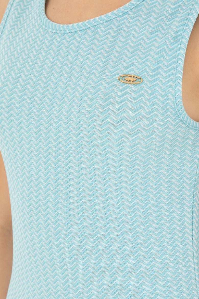 Kadın Mint Bisiklet Yaka Örme Elbise - 50281817005