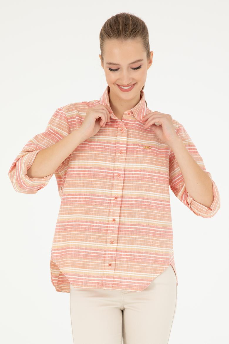 Kadın Somon Uzun Kollu Gömlek