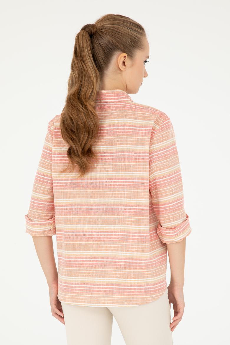 Kadın Somon Uzun Kollu Gömlek - 50283556004