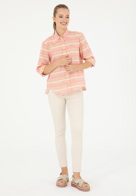 Kadın Somon Uzun Kollu Gömlek - 50283556004