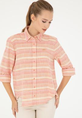 Kadın Somon Uzun Kollu Gömlek - 50283556004