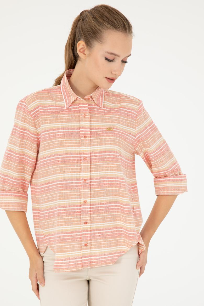 Kadın Somon Uzun Kollu Gömlek - 50283556004