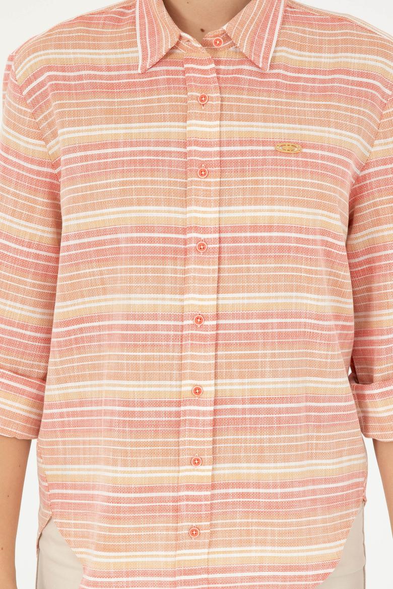 Kadın Somon Uzun Kollu Gömlek - 50283556004