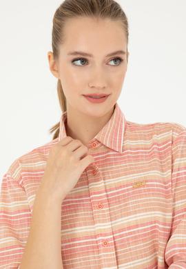 Kadın Somon Uzun Kollu Gömlek - 50283556004