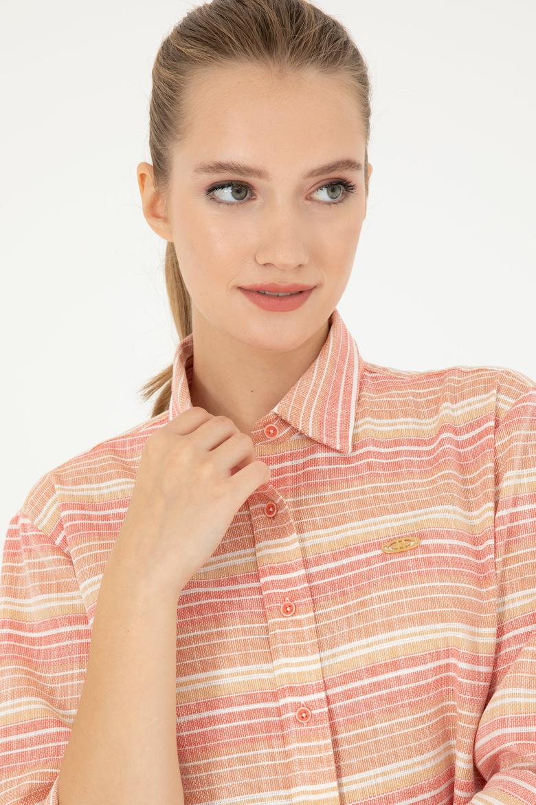 Kadın Somon Uzun Kollu Gömlek - 50283556004