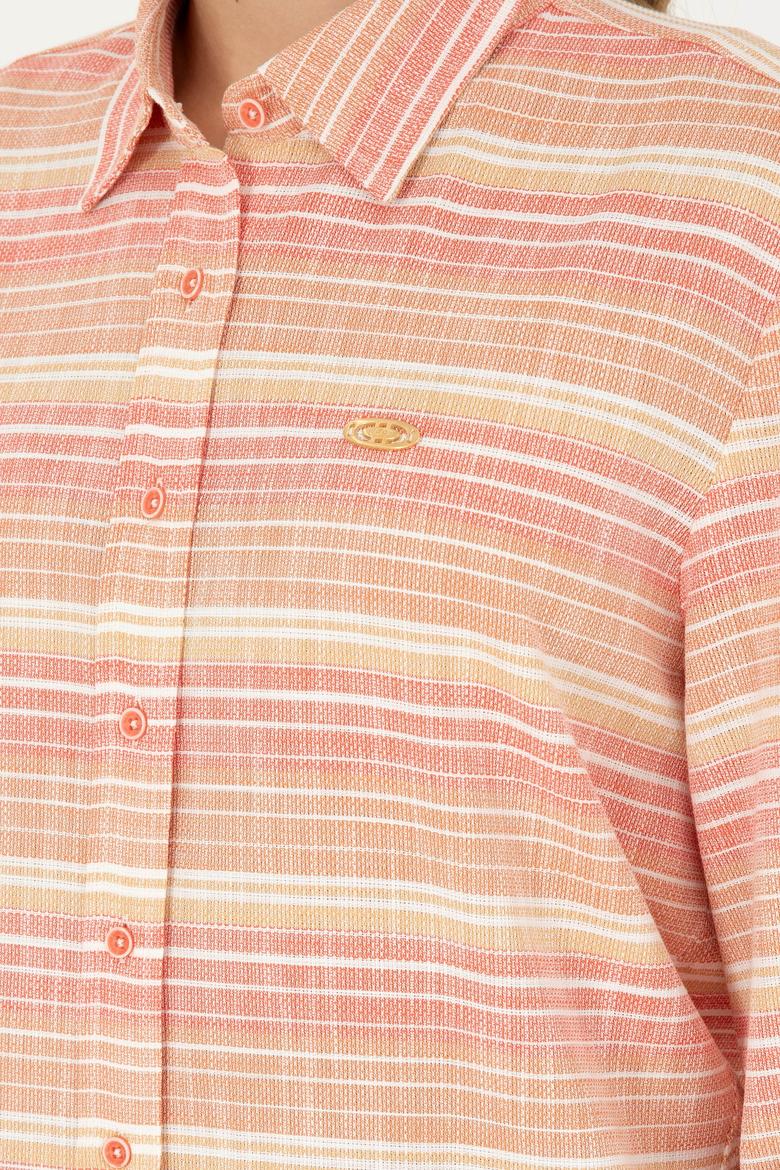 Kadın Somon Uzun Kollu Gömlek - 50283556004