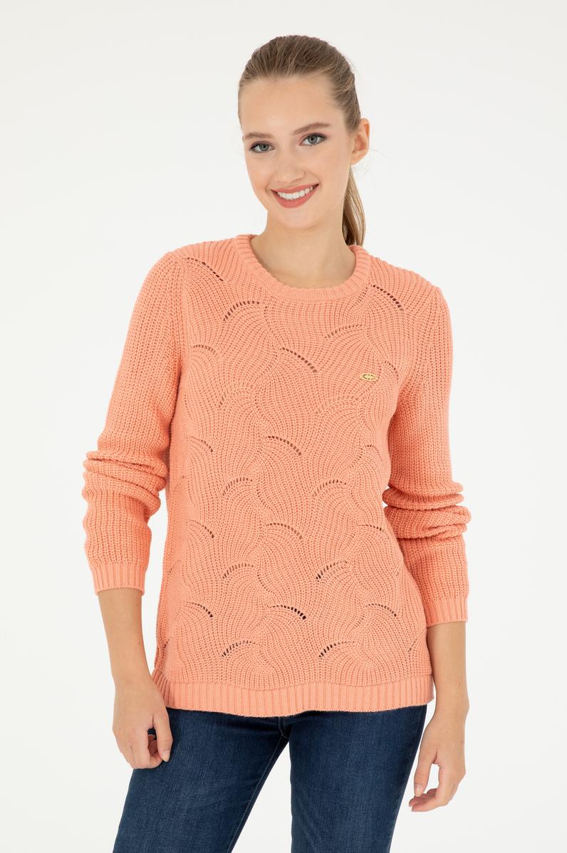 Kadın Somon Bisiklet Yaka Kazak