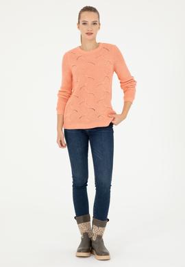 Kadın Somon Bisiklet Yaka Kazak - 50293054016